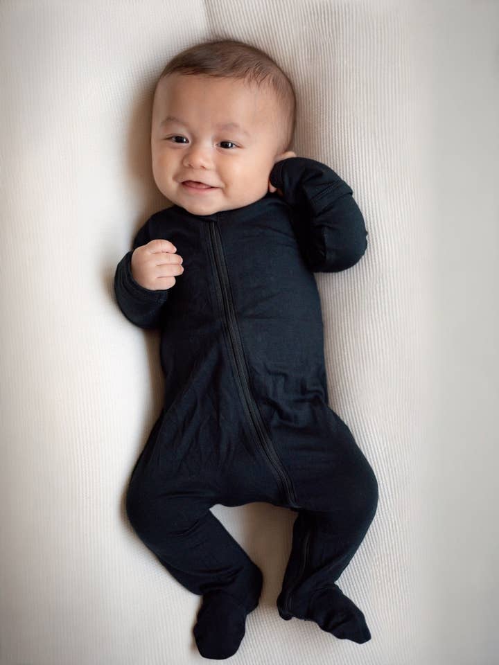 SpearmintLOVE - Wholesale Jumpsuit - Baby - 2-Way Zip Footie, Black2