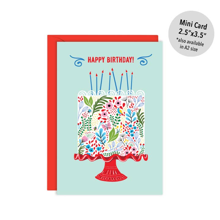 Floral Birthday Cake | Enclosure Size, Birthday Card for wholesale by Lucy Loves Paper