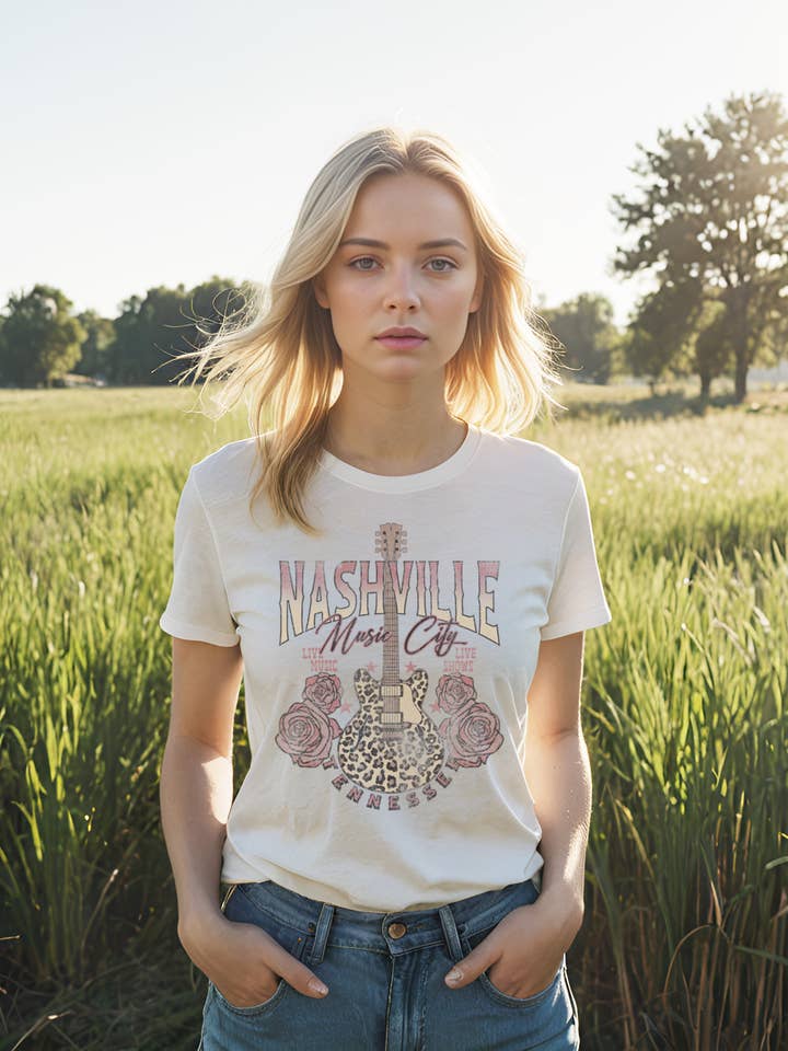 Nashville Music City Graphic Tee, Country Music Festival Tee for wholesale by SewCalUSA