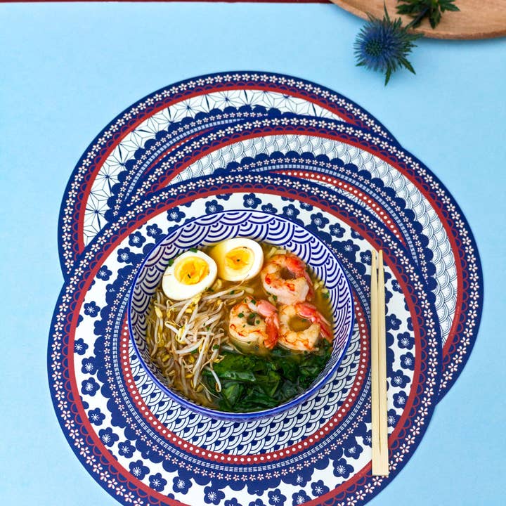 Emily Evans - Vente Sets de table - Ensemble de 6 sets de table ronds motif Japon3