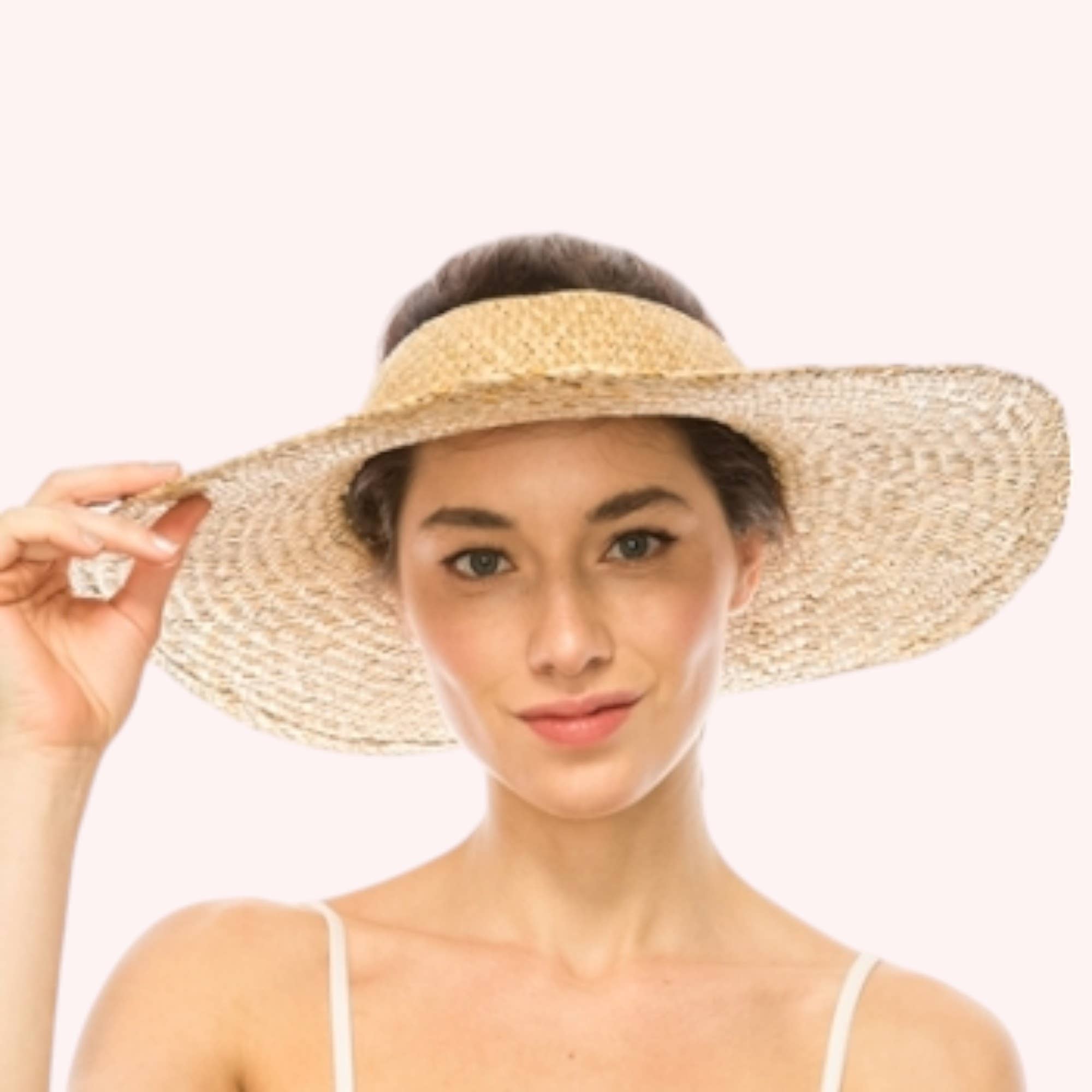 Woven Natural Straw Crownless Hat – Handmade & Sun-Safe for wholesale on Faire1