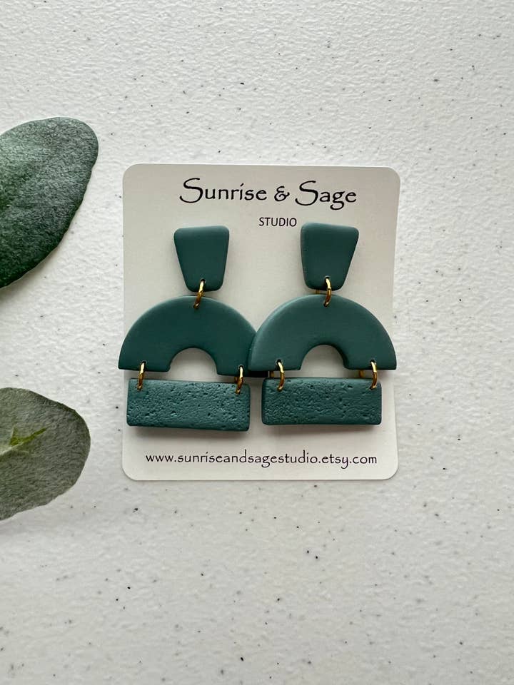 Spring Textured Geometric Clay Dangle Earrings for wholesale by Sunrise and Sage Studio