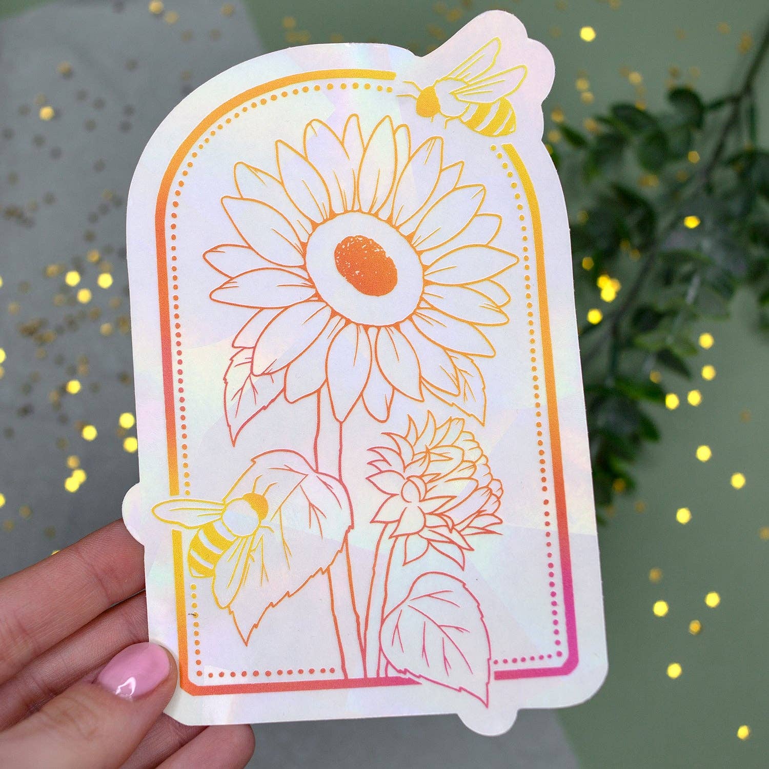 Botanical Bright – wholesale Suncatcher – Sunflower and Bee Sun Catcher Rainbow Maker Window Sticker1