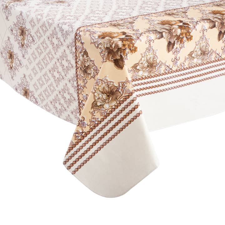 Nappe de Noël rétro à motif sombre en vinyle avec dos en flanelle, toile cirée imperméable pour les fêtes pour la vente par Ray Star