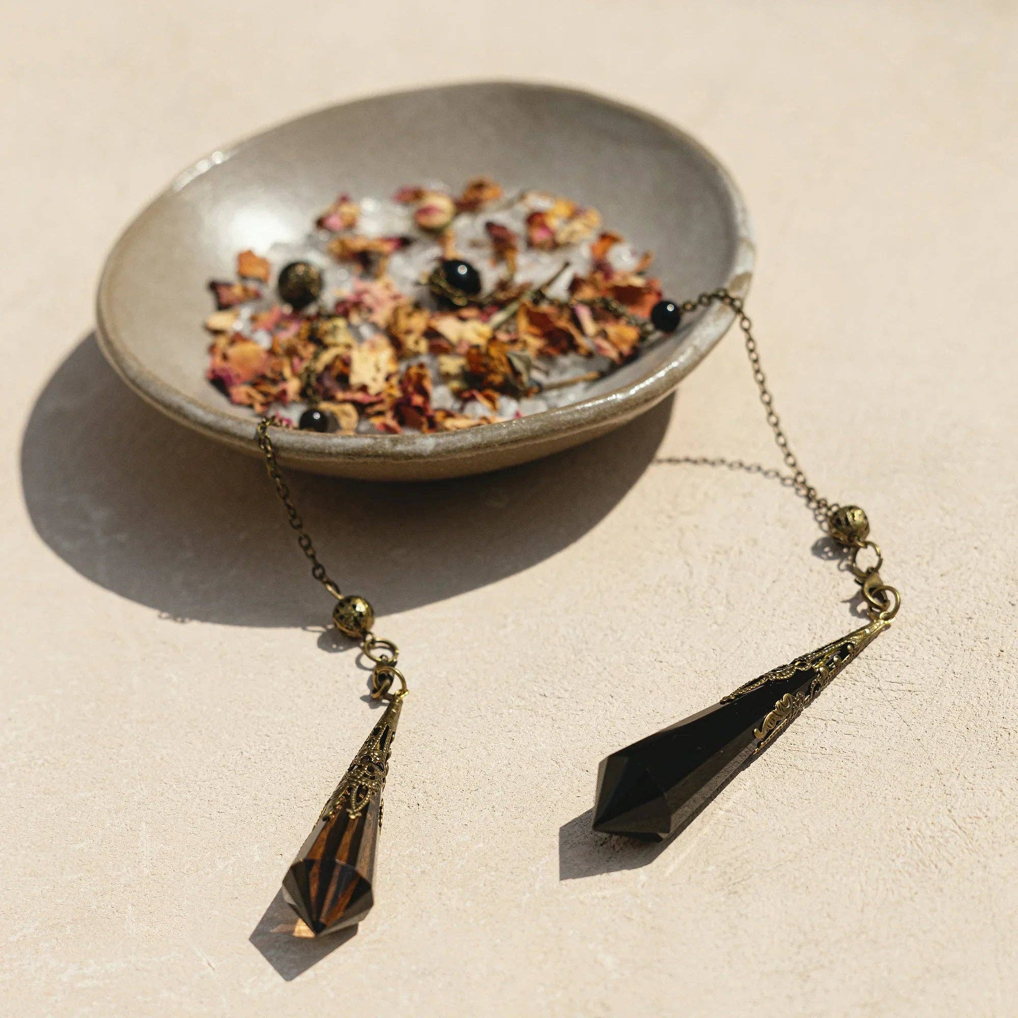 Cedar and Myrrh - Wholesale Meditation Supplies - Natural Obsidian Crystal Divination Pendulum2