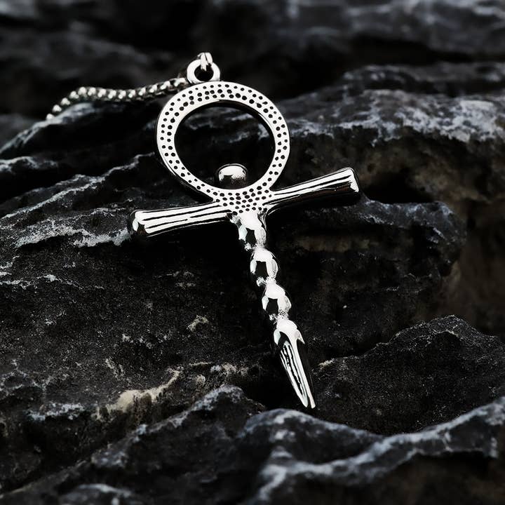 Gemcohub - Wholesale Pendant/Charm Necklace - Vintage Men's Ankh Skull Cross Pendant Necklace