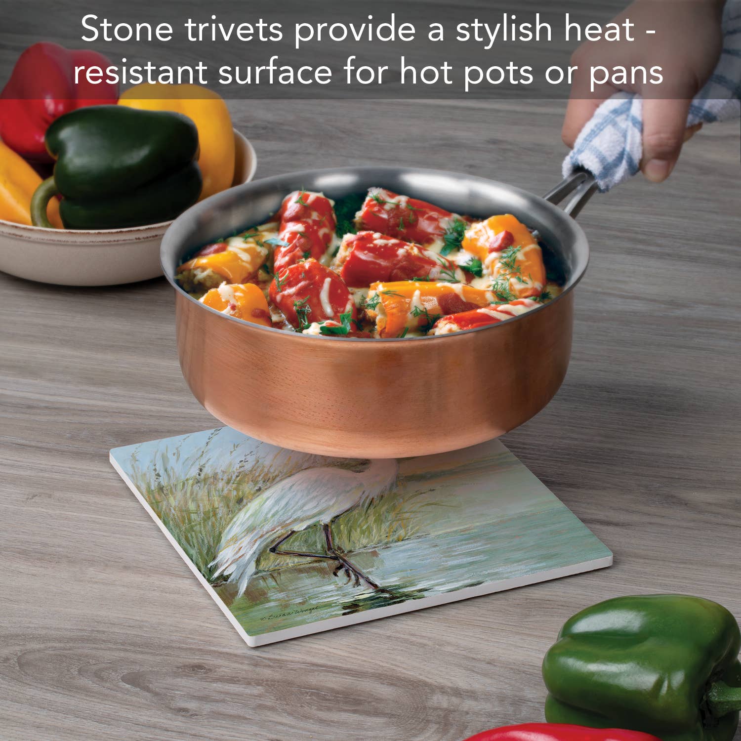 CounterArt/Highland Home/Thirstystone – Base para tacho por atacado – Base de Cerâmica "Garça Costeira" 8" Quadrada4