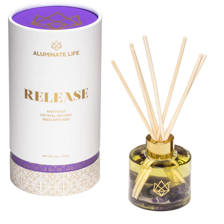 Diffuseur à roseau naturel d'huile essentielle de cristal d'améthyste pour la vente par Aluminate Life