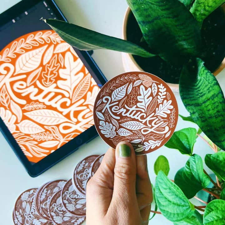 Jessica Holly Creative - Wholesale Sticker - Kentucky Flora Vinyl Circle Sticker, 3in1
