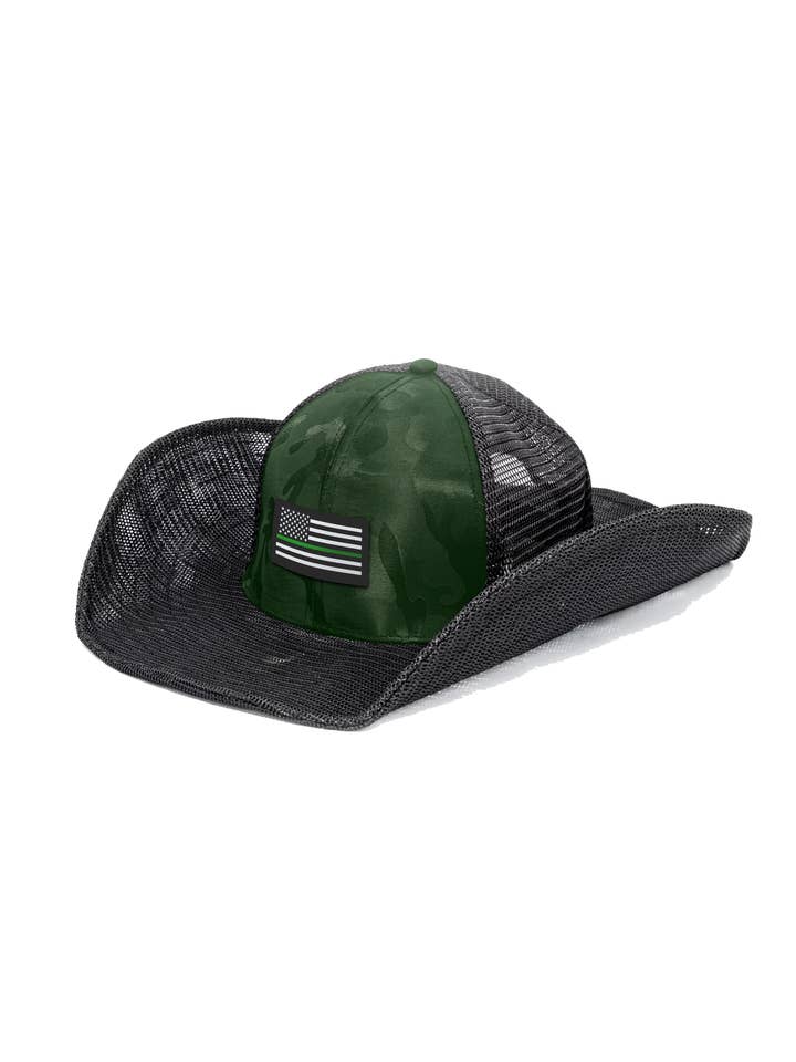 BANDERA DE EE. UU.: LÍNEA VERDE DELGADA, VAQUERO, SNAPBACK: 6 PANELES para venta al por mayor de Cowboy Snapback