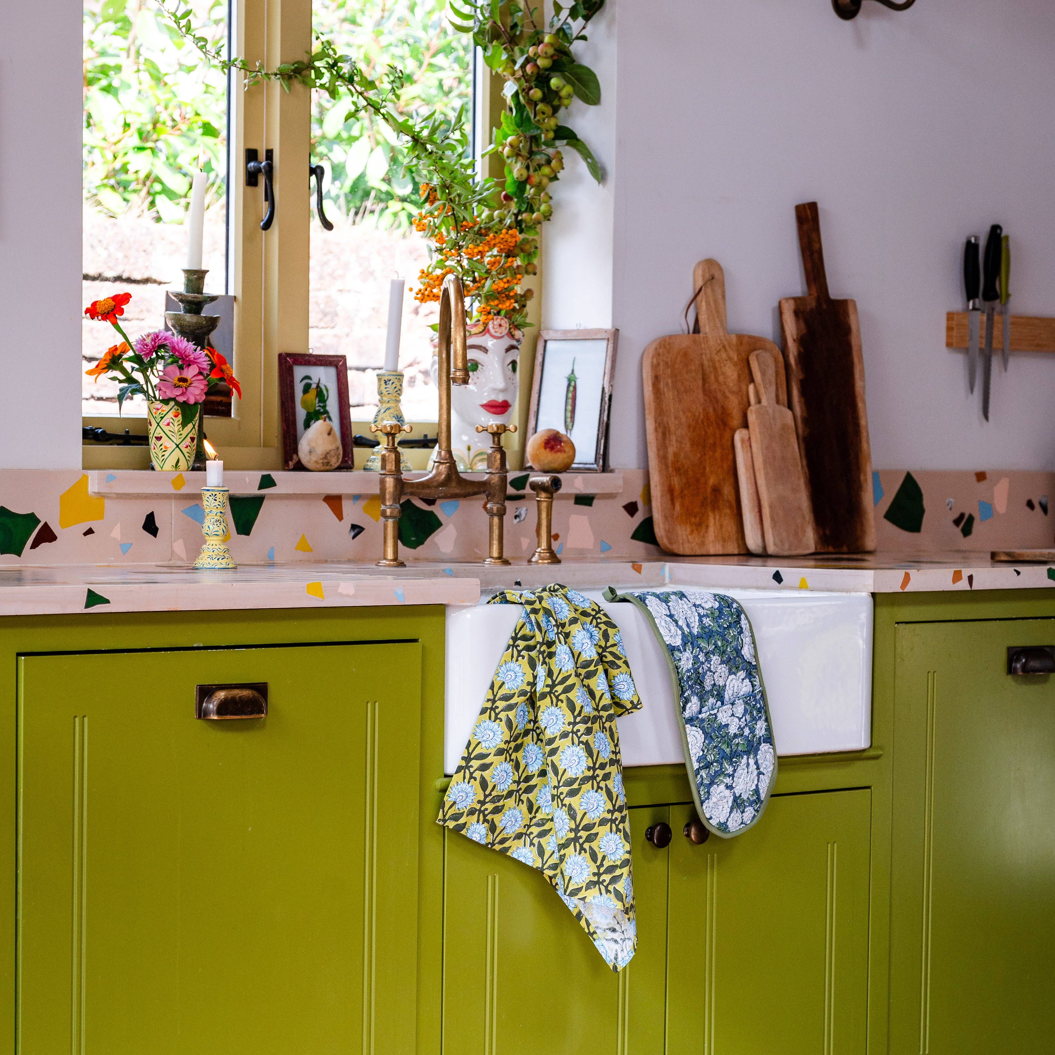 Constance & Denny - Wholesale Tea Towel - PRESSED PETALS SKY tea towel4