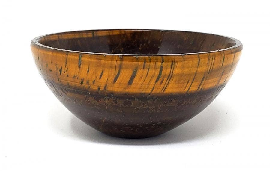GREENROOTS USA LLC - Wholesale Decorative Plate/Dish/Bowl - Tiger Eye Gem Stone Bowl 2" Diameter X 0.75" High0