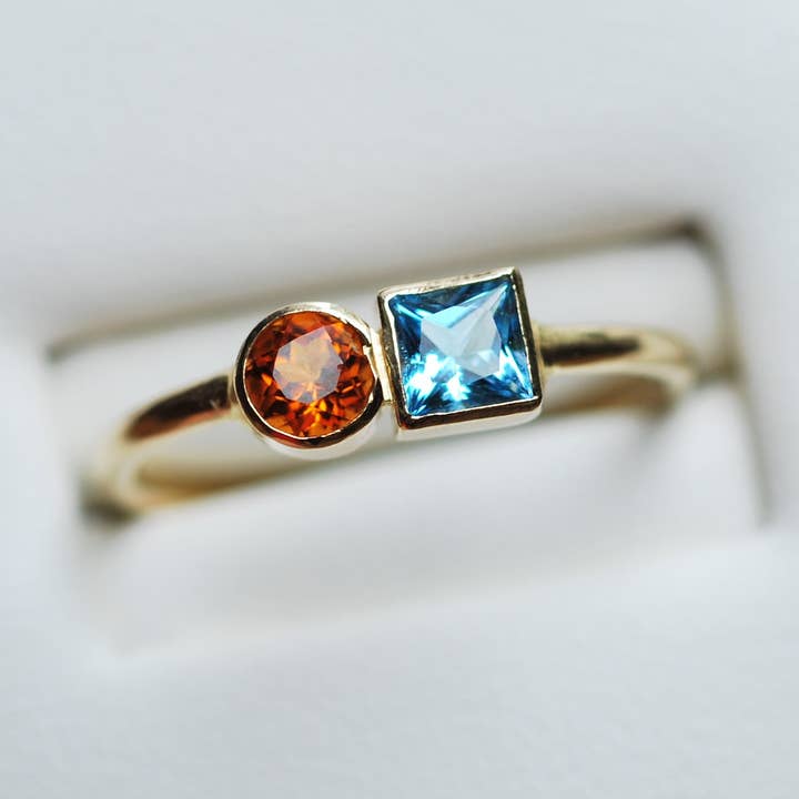 14k Yellow Gold Aquamarine & Citrine Ring - One of a Kind for wholesale by Take Shape Studio