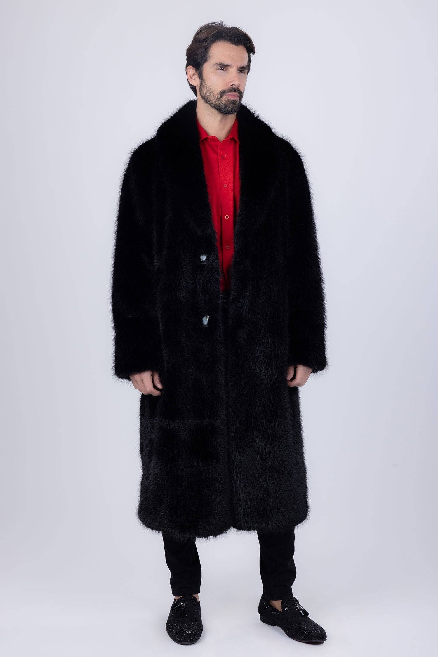 BARABAS - Wholesale Coat - Men's - Men's Fur Coat Shawl Lapel Luxury Long Blazer 4BHL0411