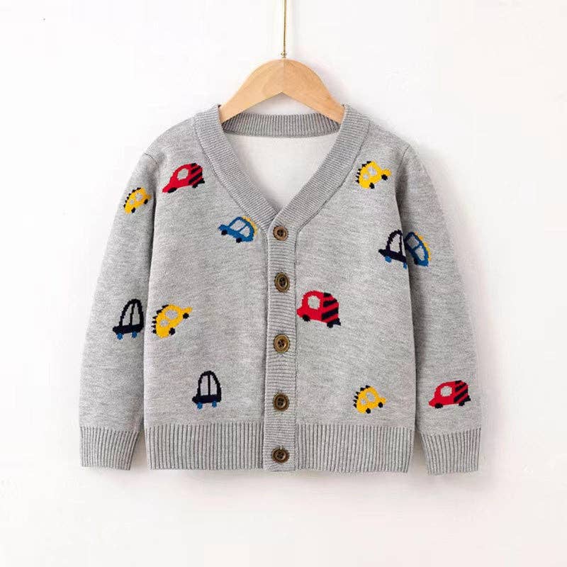MyKids-USA® - Wholesale Cardigan - Kids - Kid Boys Car Pattern V-Collar Cardigan0