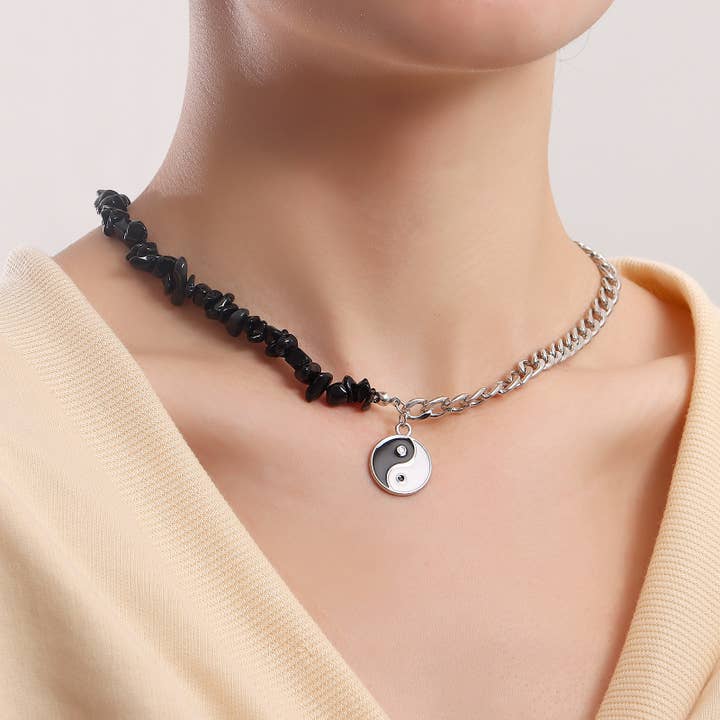 Gemscape UK - Wholesale Beaded/Pearl Necklace - Yin-Yang Chunky Sweater Stylish Trendy Boho Beach Chain Girl