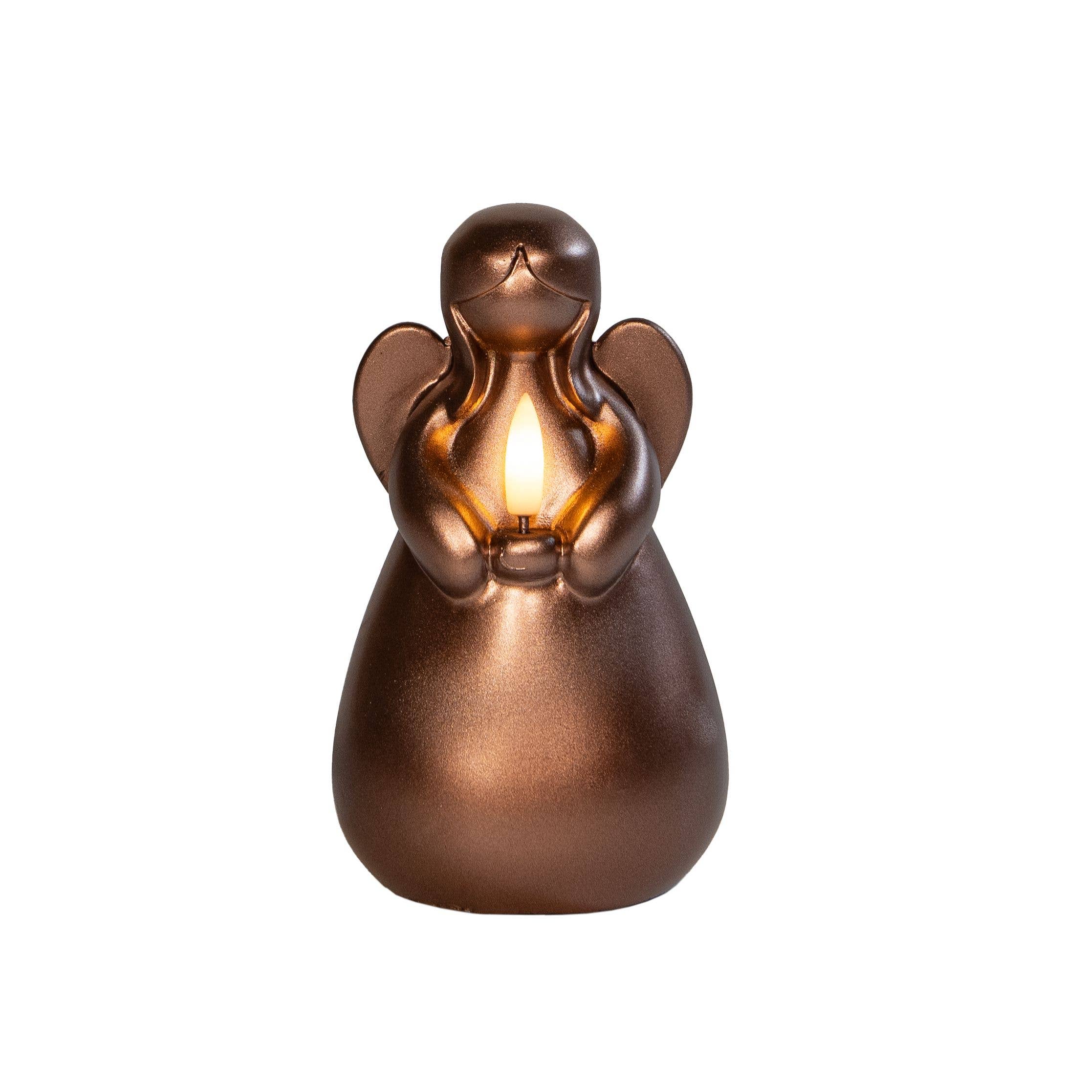 DRYdecorations - Wholesale Novelty Candle - Kaars wax Engel met led lamp Brons