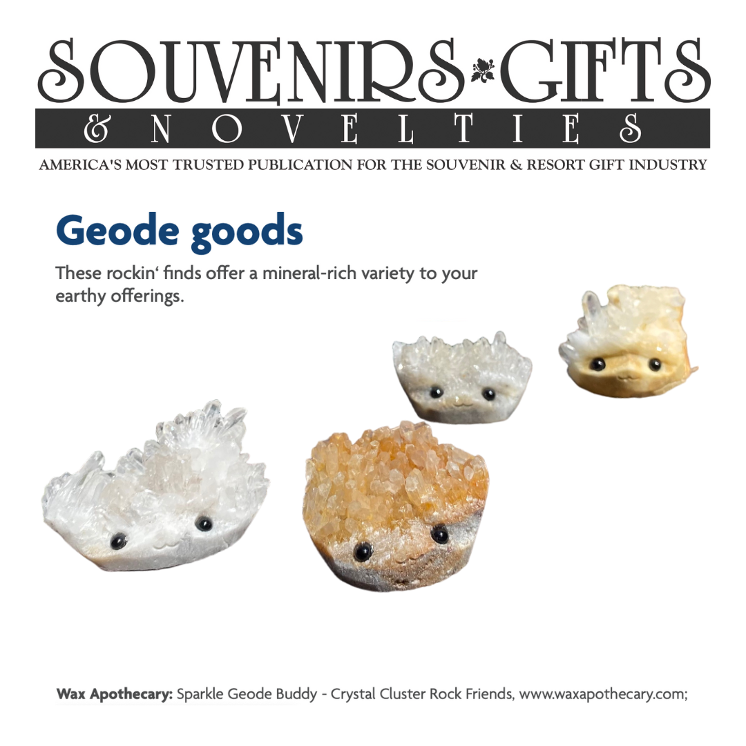 Wax Apothecary - Wholesale Spiritual Stone/Crystal - Sparkle Geode Buddies & Crystal Cluster Rock Friends MED 💎✨2