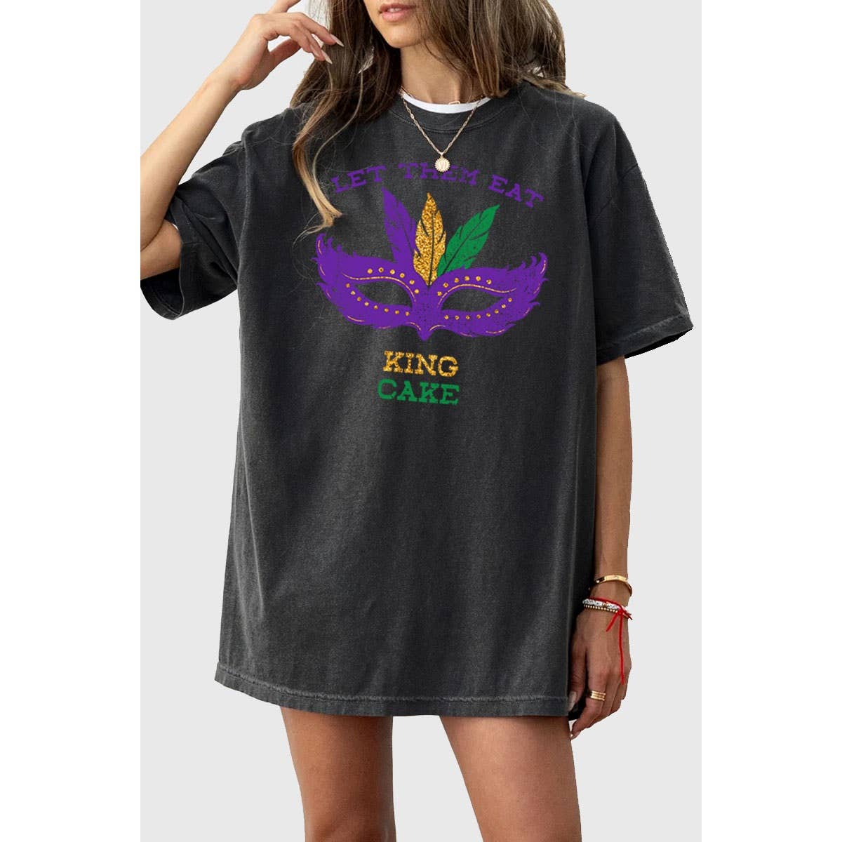 HRTandLUV – Engroshandel Grafisk t-shirt - Dame – LAD DEM SPISE GLIMMER OVERSIZED MINERAL GRAPHIC TEE1