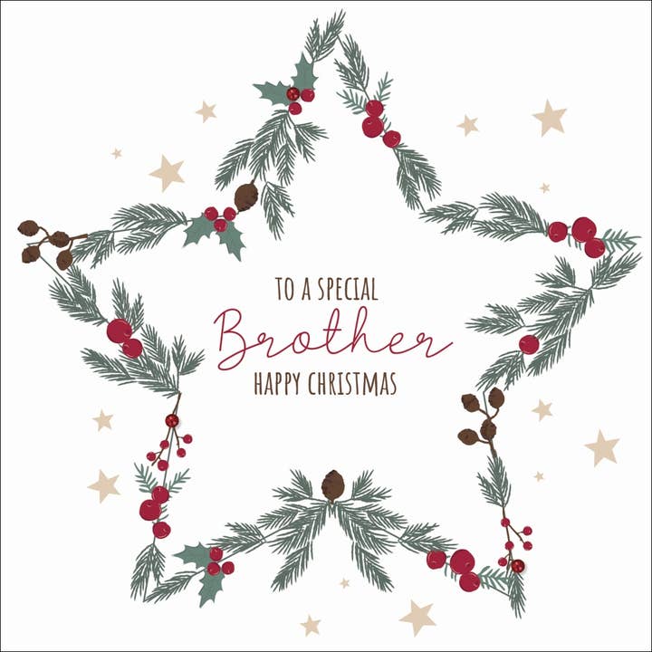 Carte de vœux « To a Special Brother Joyeux Noël » faite main pour la vente par The Handcrafted Card Company