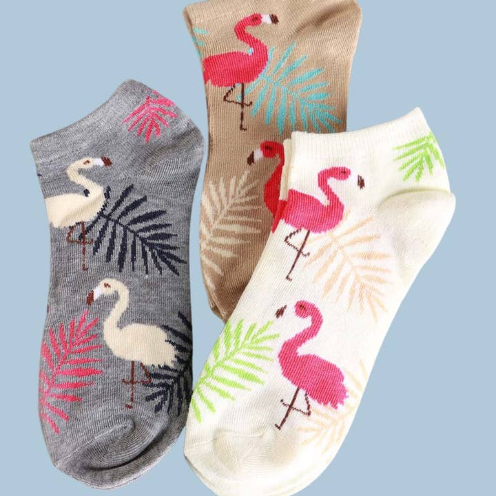 Amerikan Basics - Wholesale Socks - Women's - Set of 12 Women Fun Socks | Flamingo1