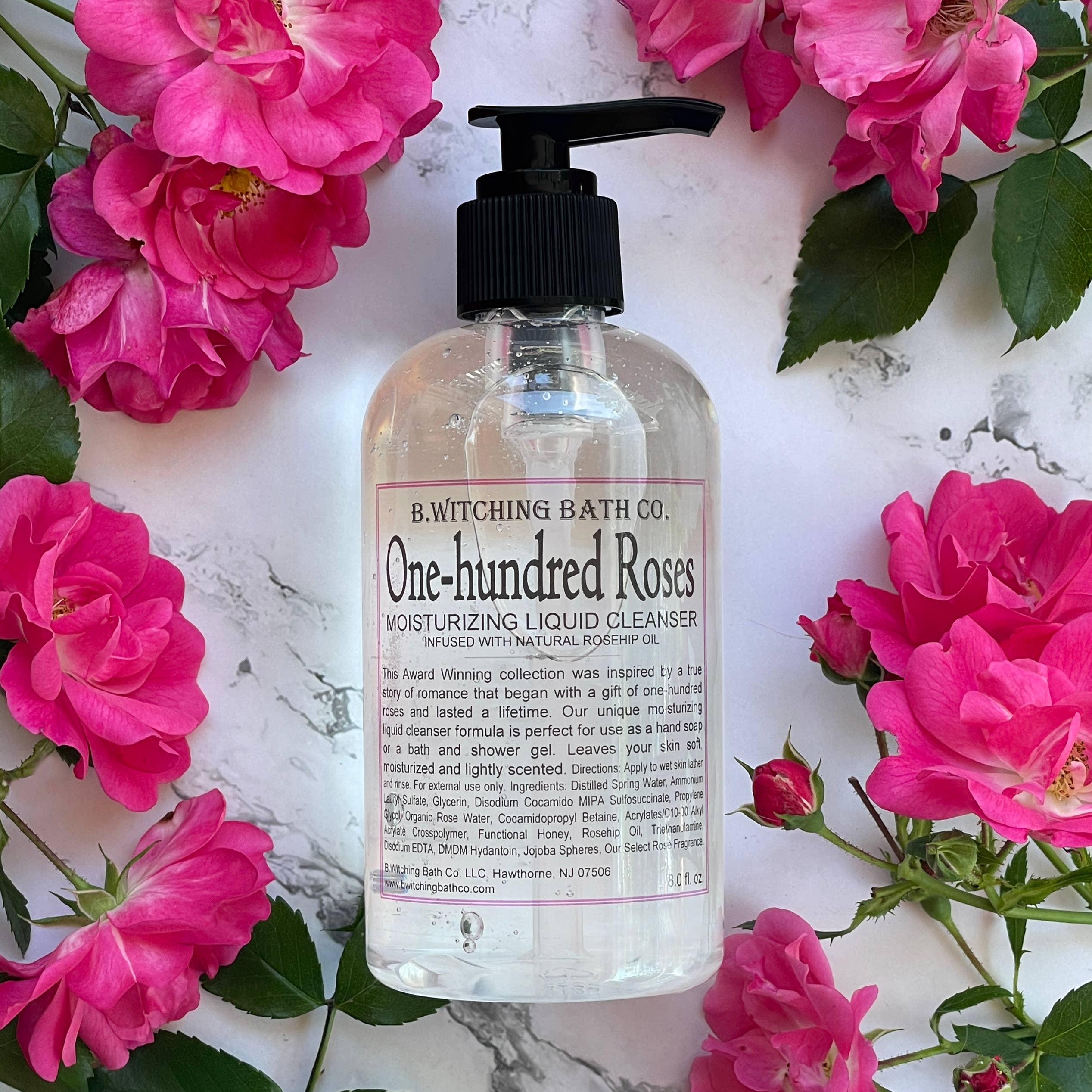B. Witching Bath Co. - Wholesale Body Wash/Shower Gel - One-hundred Roses Moisturizing Liquid Cleansers 8oz5