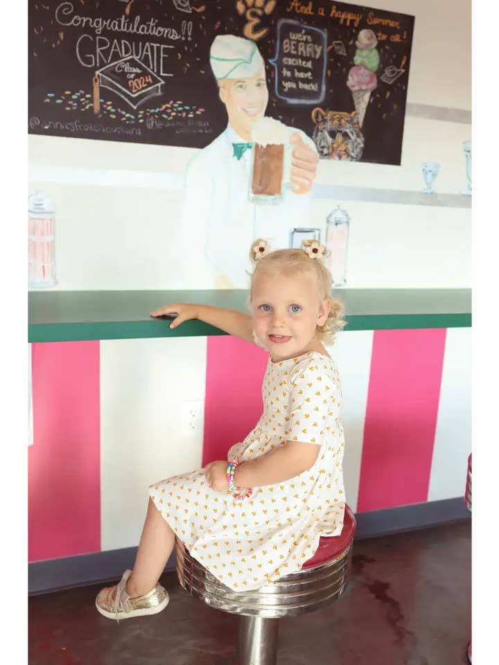 lemon patterned - bamboo twirl dress for kids for wholesale by Polished Prints