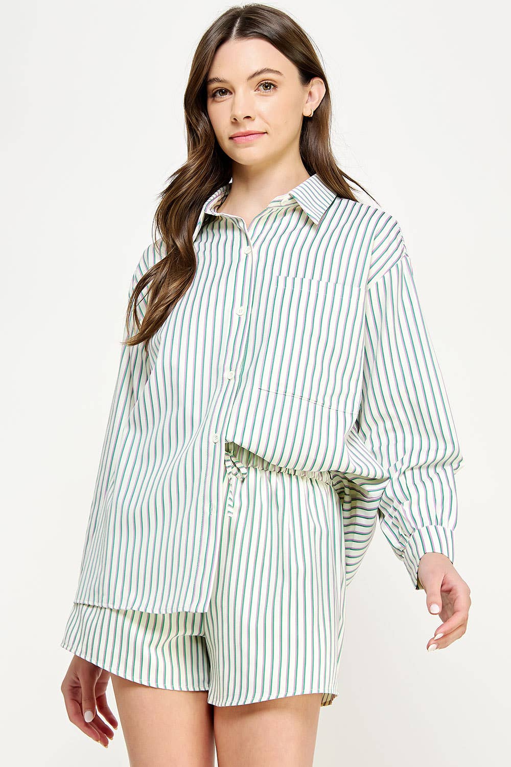 Strut & Bolt - Venta al por mayor Camisa con botones - Mujer - Camisa extragrande de rayas12