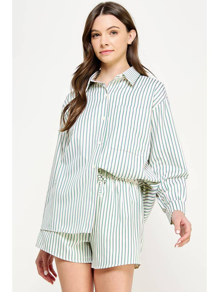 Strut & Bolt - Venta al por mayor Camisa con botones - Mujer - Camisa extragrande de rayas12