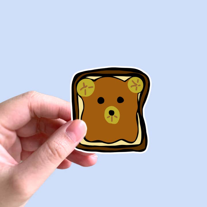 Peanut Butter Banana, Bear Bread Toast Sticker for wholesale by Mister Lychee Co