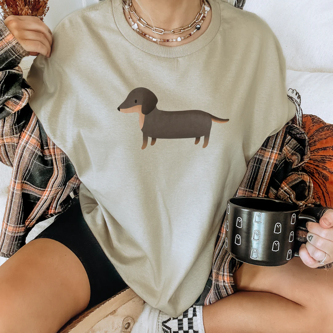 Tilda&Theo – Großhandel T-Shirt mit Siebdruck – Damen – Tshirt Dackel Hunde Hunderassen - BIOBAUMWOLLE Geschenkidee 1
