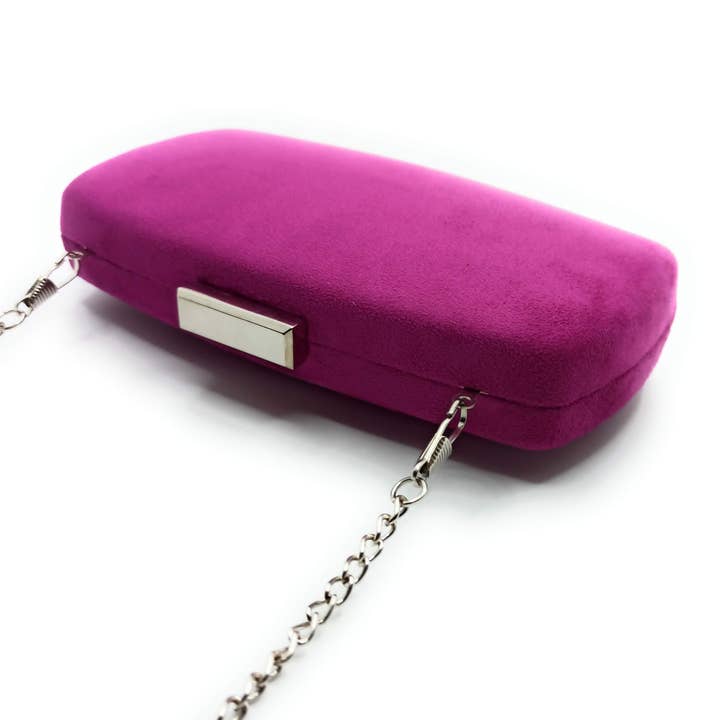 Håndtaske Festtaske · Oval Suede Violet Sølv for engroshandel hos BRANDELIA
