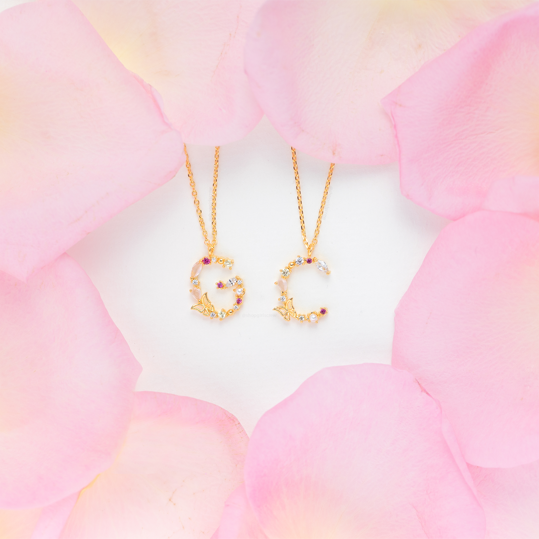 Girls Crew – wholesale Pendant/charm necklace – Flutterfly Stone Initial Necklace58