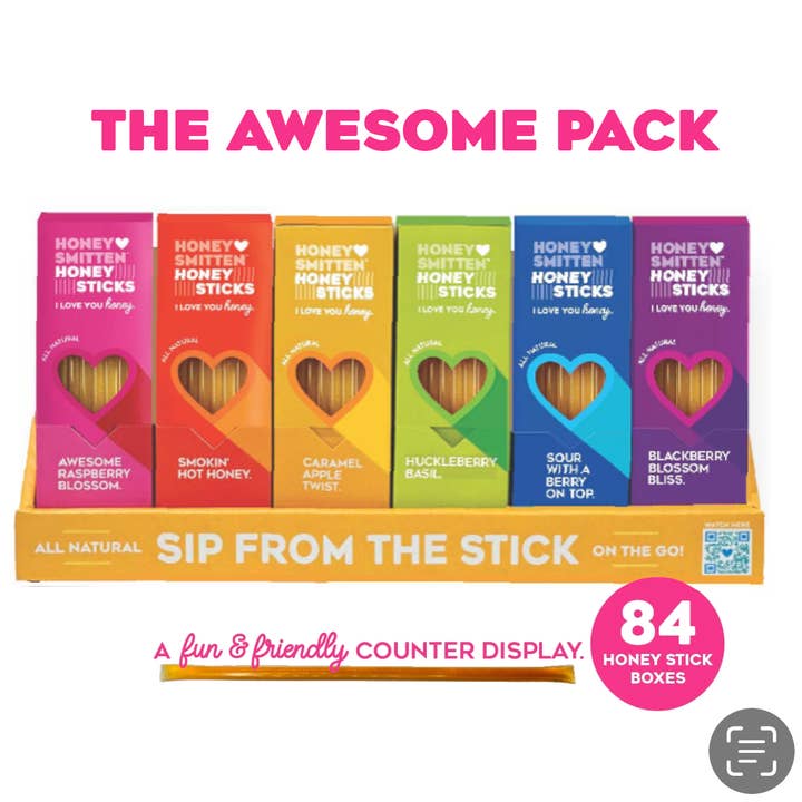 Honey Sticks - Variety Display: The Awesome Pack, 84 units for wholesale by Honey Smitten