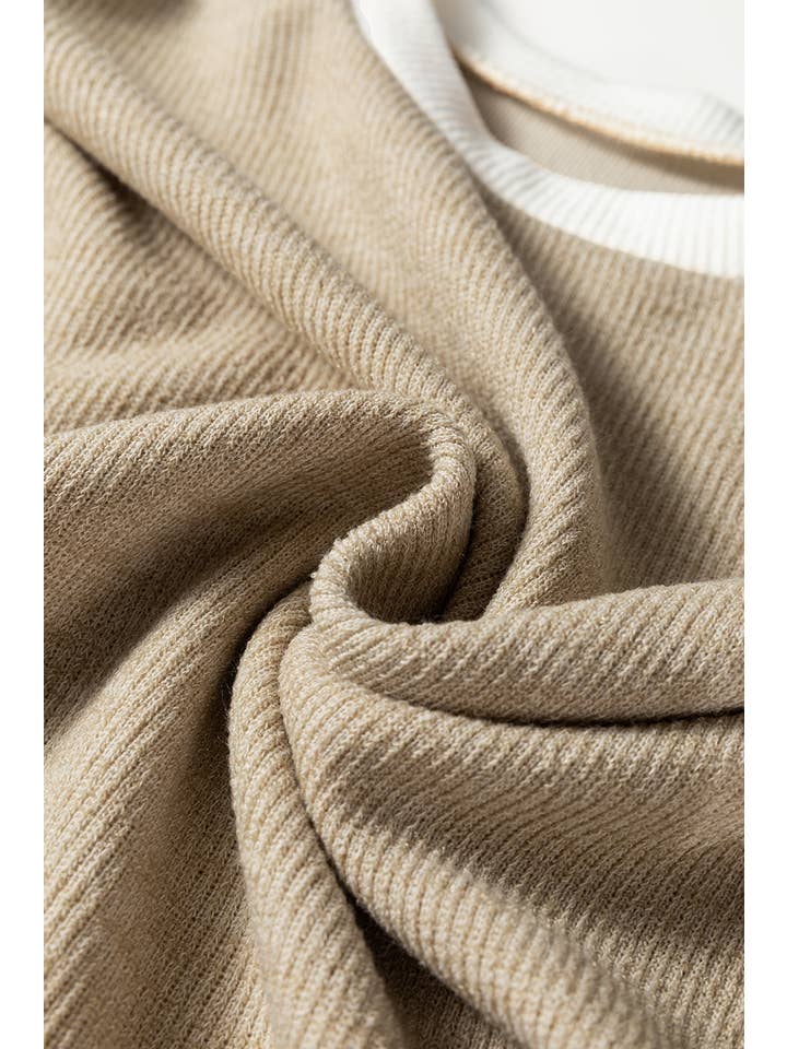 66DISCO - Wholesale Knit Top - Women's - 66Contrast Trim Knitted Drop Shoulder Plus Size Top (S-XL)10