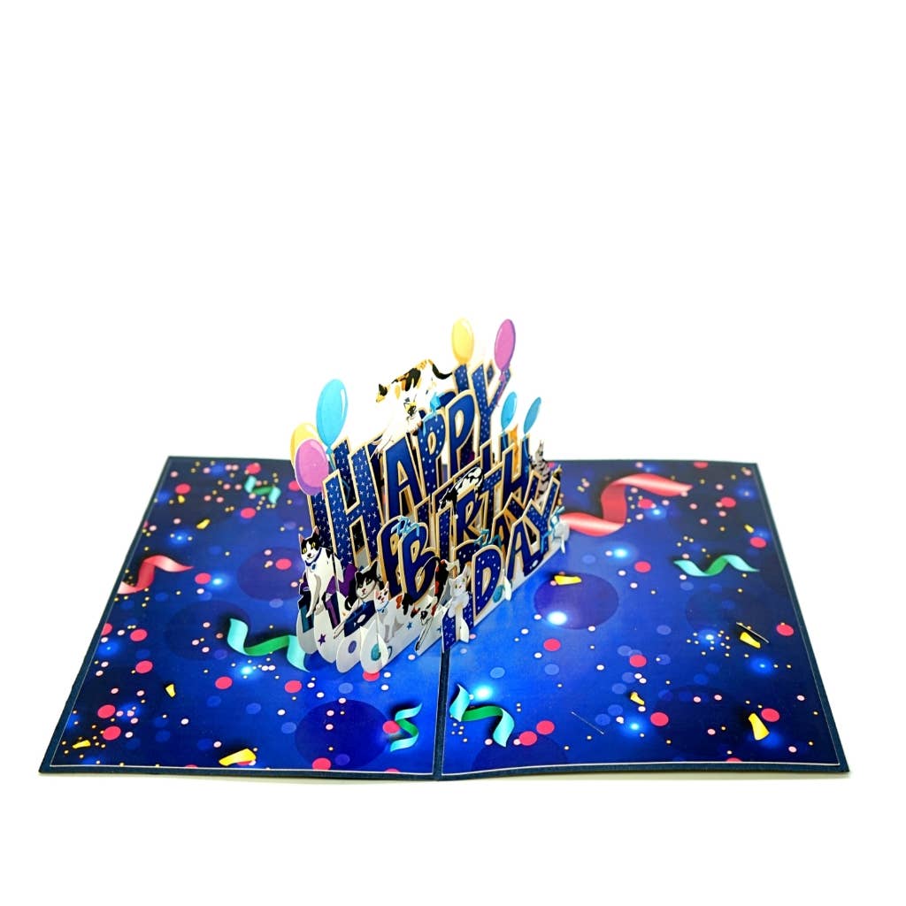 Wonder Paper Art – Engroshandel Fødselsdagskort – Tillykke med fødselsdagen katte pop op-kort2