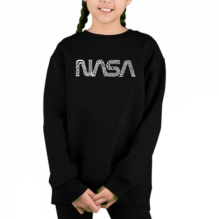 Worm Nasa - Girl's Word Art Crewneck Sweatshirt for wholesale by LA Pop Art