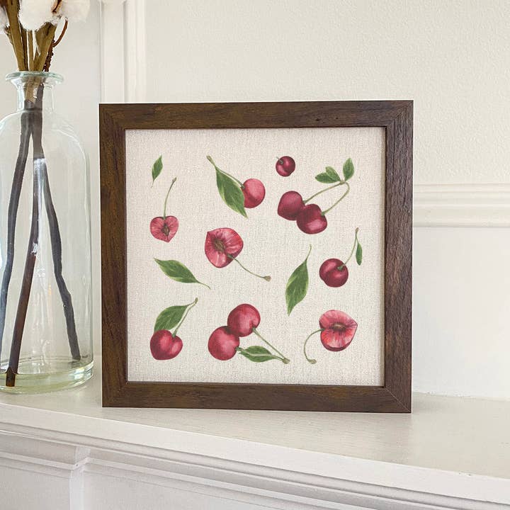 Cherry Pattern - Framed Sign for wholesale by Indigo Tangerine