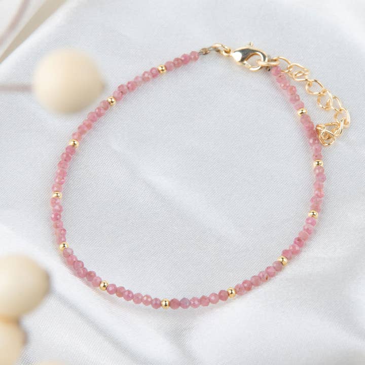 Taissa 18k Gold Genuine Pink Tourmaline Bracelet for wholesale by Elsie & Zoey