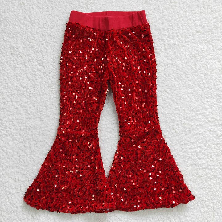 Aier Wholesale - Wholesale Pants - Kids - Baby Girls Toddler Brithday Party Sequin Bell Bottom Pants