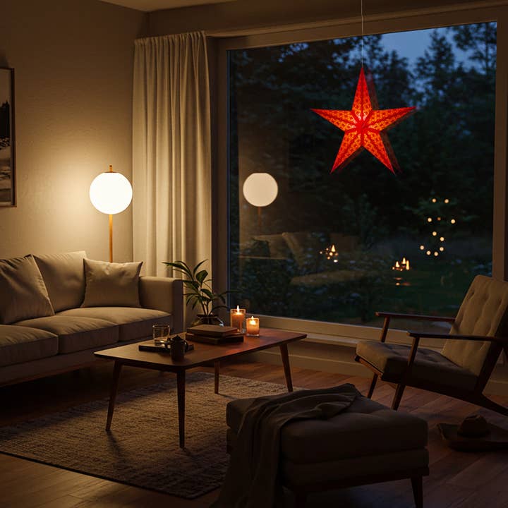 Artschatz LLC - Wholesale Papieren lantaarn/lamp - Tessella 5 Pointer 24" rood papieren sterlantaarnlicht