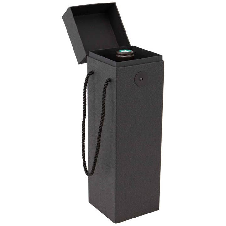 Deffrennes - Wholesale Gift Box - Indispensable black leather cardboard bottle box 10x10x33cm3