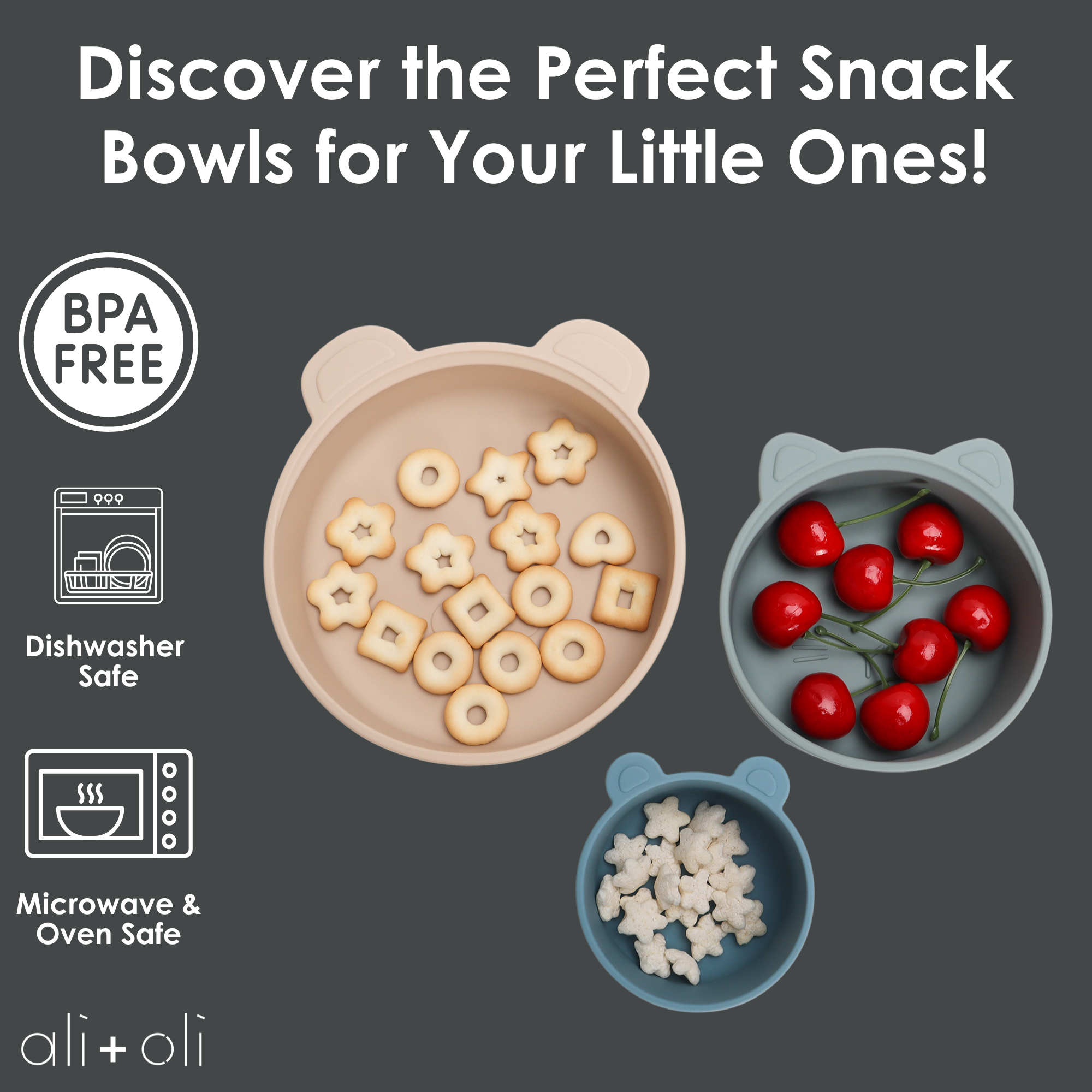 Ali+Oli - Wholesale Snack Box - Kids & Baby - Ali+Oli (3pc) Stackable Snack Bowl Set ( Blue Horizon)3