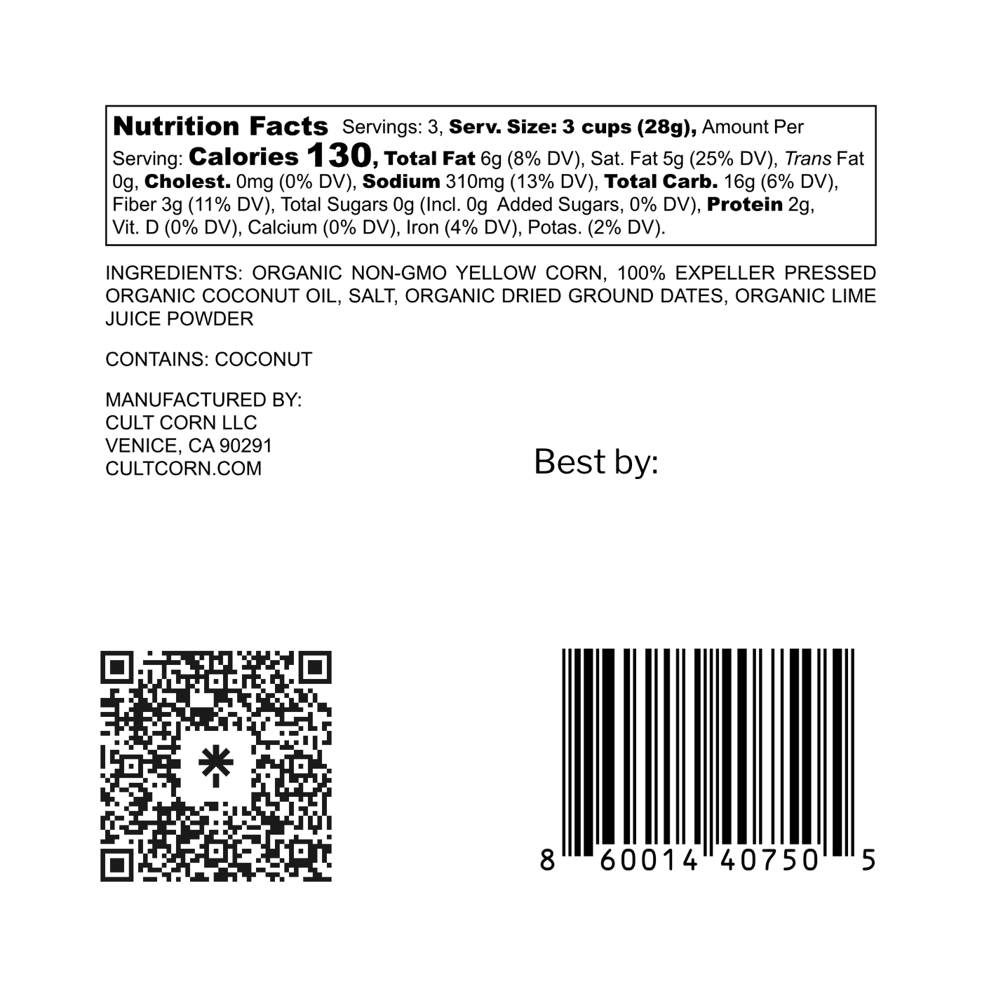 CULT CORN - Wholesale Popcorn - Plain Popcorn with Coconut Oil, Salt, and Lime1