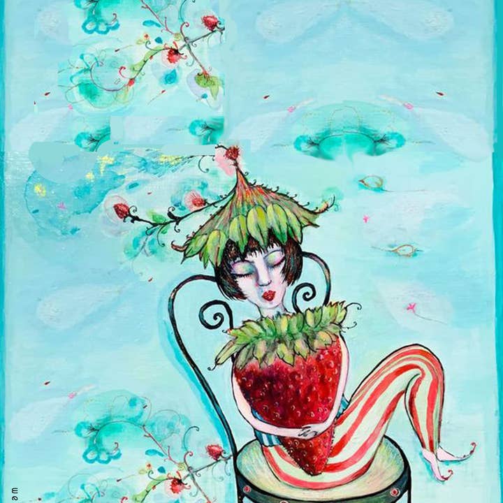 Wendy Costa fille avec torchon à la fraise pour la vente par Wendy Costa Studio
