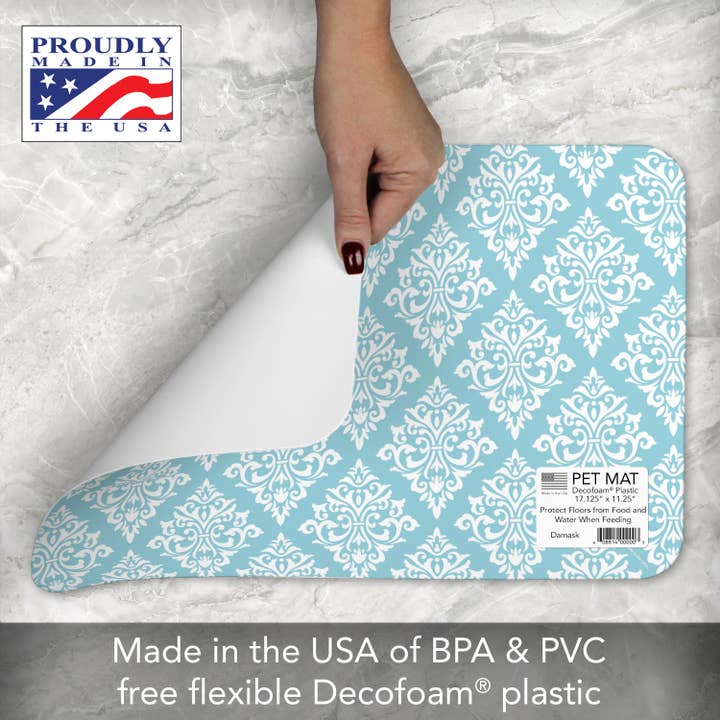 CounterArt/Highland Home/Thirstystone - Vente Tapis de gamelle – chien - Tapis pour animaux de compagnie en plastique souple imperméable facile d'entretien « Damask »1