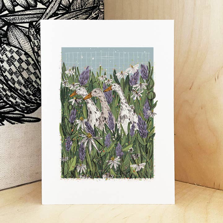 Duck Garden Print / Gardening Art / Cottage Art A3 for wholesale by Aimee Mac Illustration / Stationery & Prints