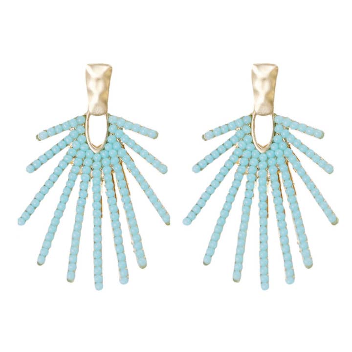 St Armands Designs of Sarasota - Wholesale Dangle Earrings - Light Turquoise Sunburst Statement Drop Earrings0