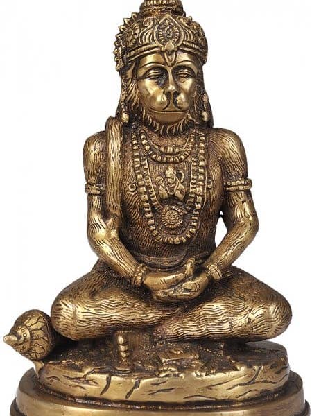 7" Lord Hanuman Idol in der Meditation (Yogachara Hanuman) | für den Großhandel von Exotic India Art