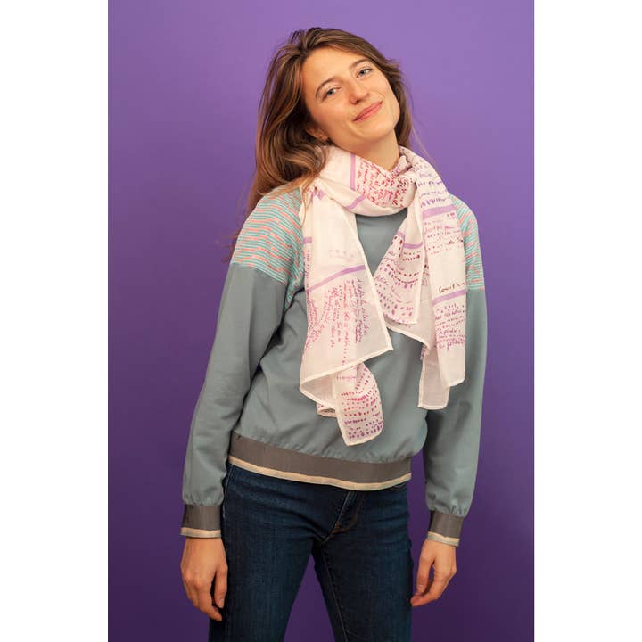 Bleu tango – wholesale Halsduk - Dam – Pastellfärgad halsduk - franska poeten Apollinaires ”Zone”2